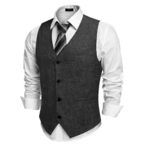 New Men's Casual Vests Lightweight Waistcoat Black