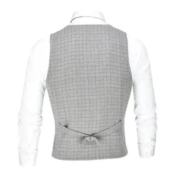 New Men's V-Neck Suit Vest Button Waistcoat Beige