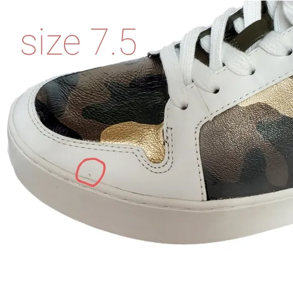 New Michael kors trent metallic camo leather high top sneakers olive multicolor