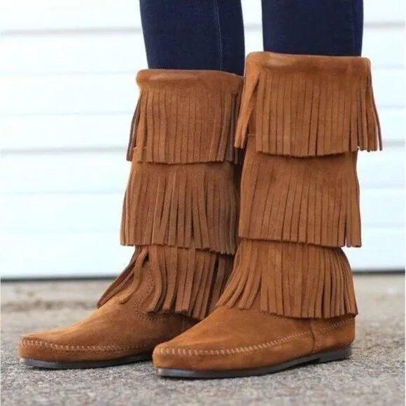 NEW Minnetonka 3-Layer Fringe Boots