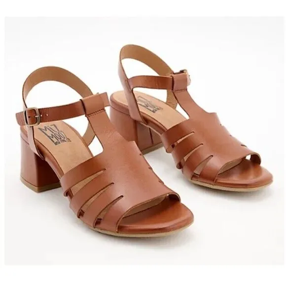 New‎ Miz Mooz Boardwalk Leather Fisherman Heeled Sandals Brandy EU 41 US 9.5-10