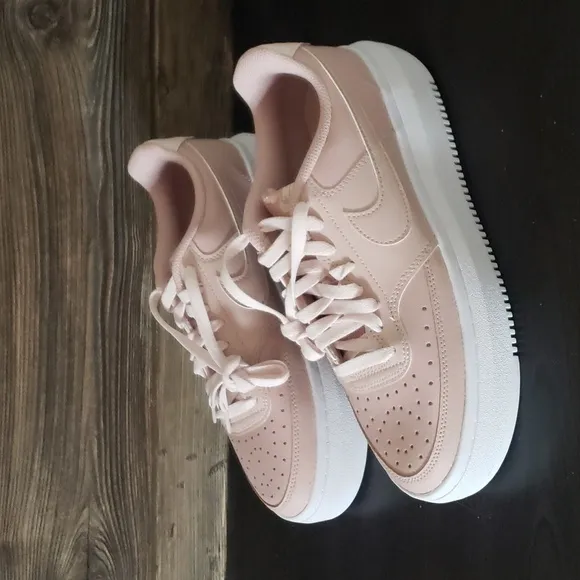 New Nike Court Vision Alta Leather PINK Oxford Platform Sneakers