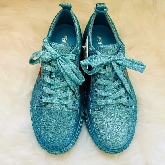 New! OPENING CEREMONY La Cienega Glitter Lace Up Platform Sneakers