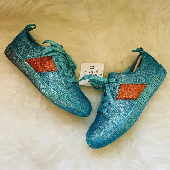 New! OPENING CEREMONY La Cienega Glitter Lace Up Platform Sneakers