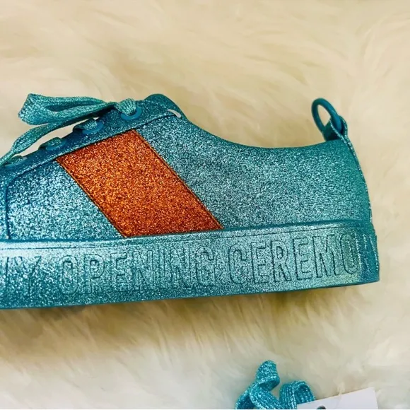 New! OPENING CEREMONY La Cienega Glitter Lace Up Platform Sneakers