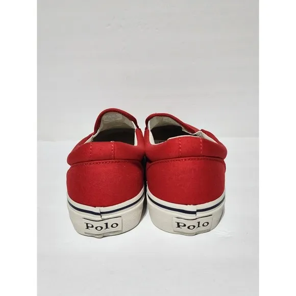 NEW Polo Ralph Lauren Polo Bear Keaton Slip On Sneaker Shoes RED Men's 10