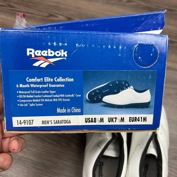 NEW Reebok White Wingtip Golf Shoes 8.5 M