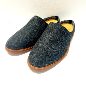 NEW Rhodes Footwear Wool &amp; Leather Slip On House Shoes Charcoal Gray Sz 9
