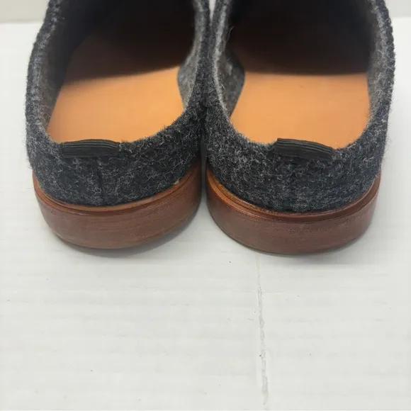 NEW Rhodes Footwear Wool &amp; Leather Slip On House Shoes Charcoal Gray Sz 9