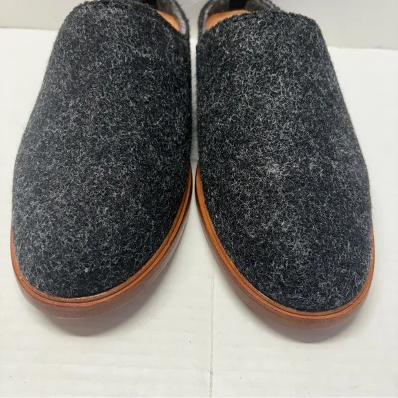 NEW Rhodes Footwear Wool &amp; Leather Slip On House Shoes Charcoal Gray Sz 9