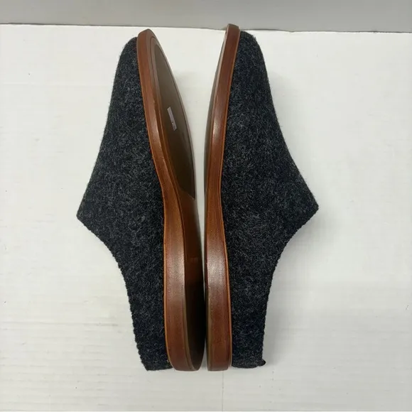 NEW Rhodes Footwear Wool &amp; Leather Slip On House Shoes Charcoal Gray Sz 9