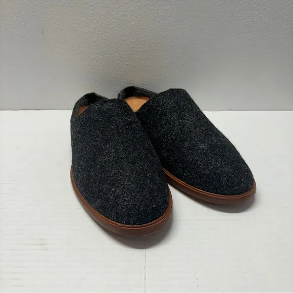 NEW Rhodes Footwear Wool &amp; Leather Slip On House Shoes Charcoal Gray Sz 9