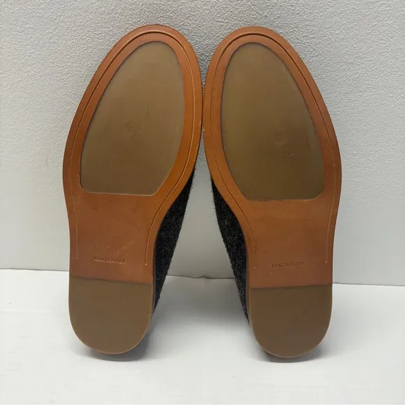 NEW Rhodes Footwear Wool &amp; Leather Slip On House Shoes Charcoal Gray Sz 9