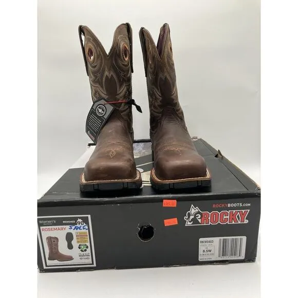 NEW Rocky Rosemary Composite Toe Women's Waterproof Boots Brown US Size 8.5 WIDE