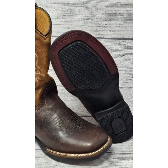 New!! Roper Children Monterey Distressed Tan &amp; Brown Square Toe Western Boots Si