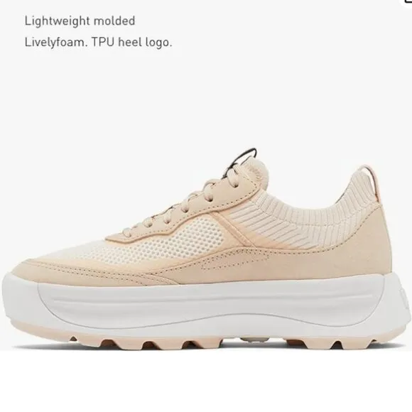new Sorel Women's ONA 503 Knit Low Sneakers Platform in White Peach (252)