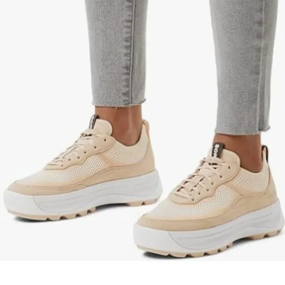 new Sorel Women's ONA 503 Knit Low Sneakers Platform in White Peach (252)