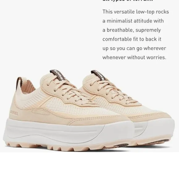 new Sorel Women's ONA 503 Knit Low Sneakers Platform in White Peach (252)