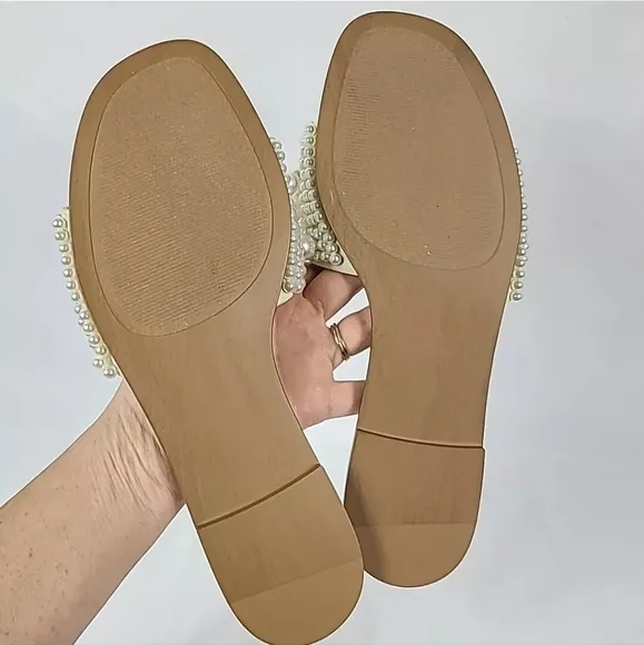 NEW Steve Madden Women's Knicky Ivory Slide Sandals Shoes 6.5 NWOB