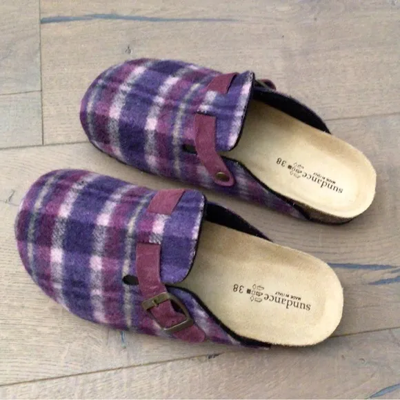 New Sundance Catalog Echo Plaid Mules House Slippers Shoes