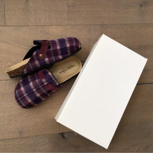 New Sundance Catalog Echo Plaid Mules House Slippers Shoes