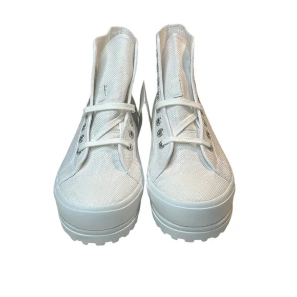NEW Superga 2341 Alpina High Top Sneakers White Canvas Lug Soles Size 8