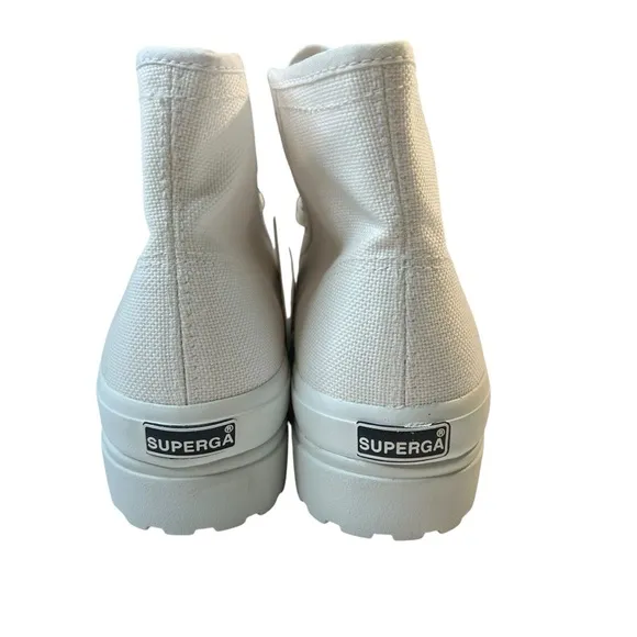 NEW Superga 2341 Alpina High Top Sneakers White Canvas Lug Soles Size 8