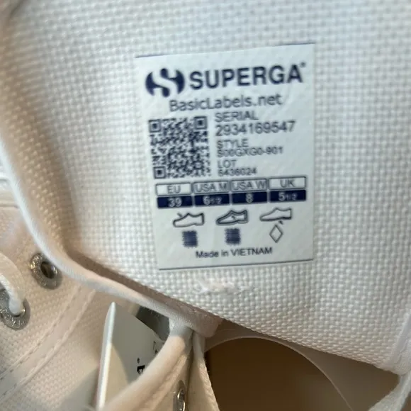 NEW Superga 2341 Alpina High Top Sneakers White Canvas Lug Soles Size 8