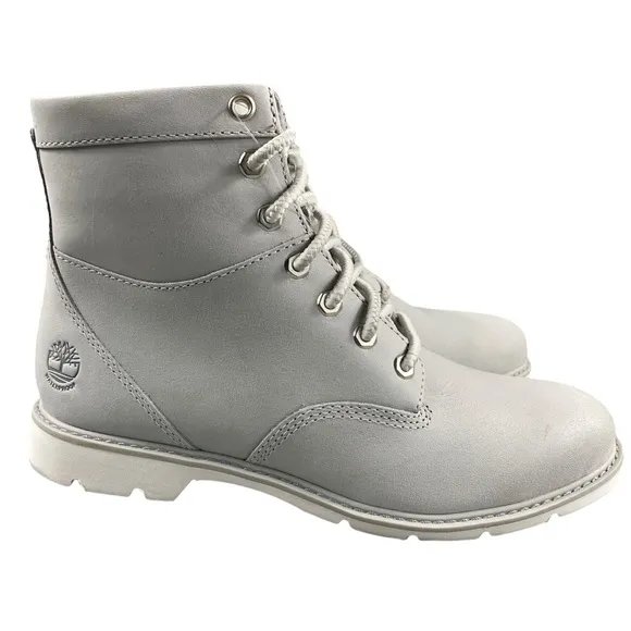 NEW Timberland‎ Booties Shoes Womens 7.5 Gray Leather Lace Up Medium (B,M)