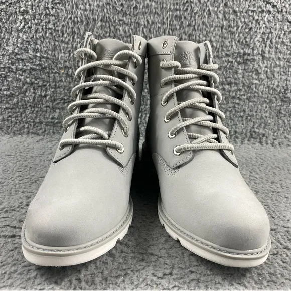 NEW Timberland‎ Booties Shoes Womens 7.5 Gray Leather Lace Up Medium (B,M)