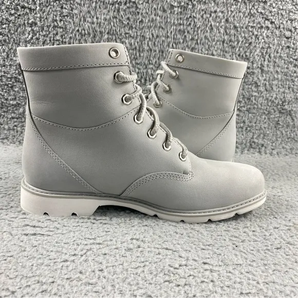 NEW Timberland‎ Booties Shoes Womens 7.5 Gray Leather Lace Up Medium (B,M)