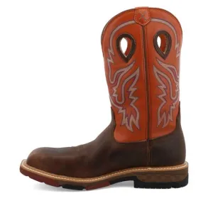 NEW TWISTED X men's nano safety-toe work boot in brown/orange