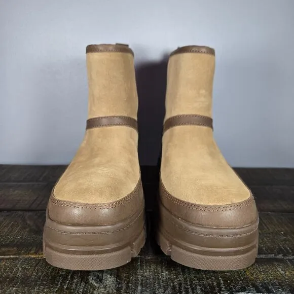 NEW UGG Ashton Zip Platform Womens Size 9.5 Zipper Fuzzy Boot Shoes Winter Brown