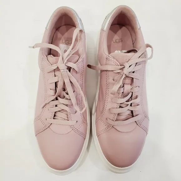 NEW UGG Scape Platform Sneakers Leather Lace Up Low Top Rose