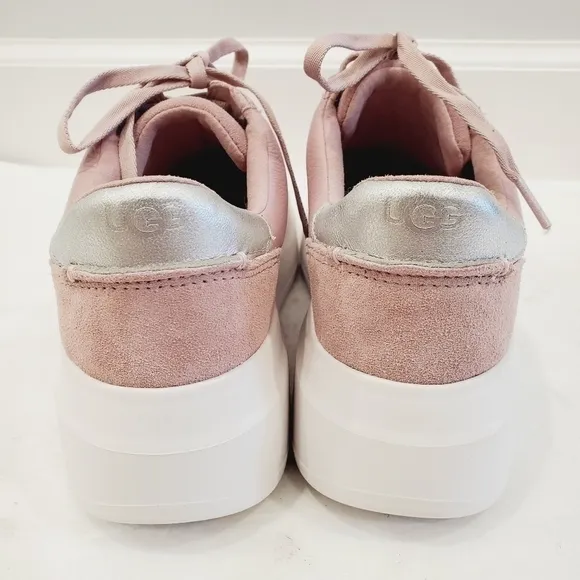 NEW UGG Scape Platform Sneakers Leather Lace Up Low Top Rose