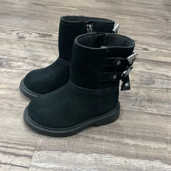 New UGG Toddler Black/Silver Star Tillee Boots