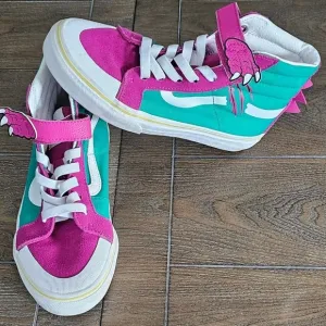 New Vans dinosaur kids Pink and Teal High-Top Sneakers