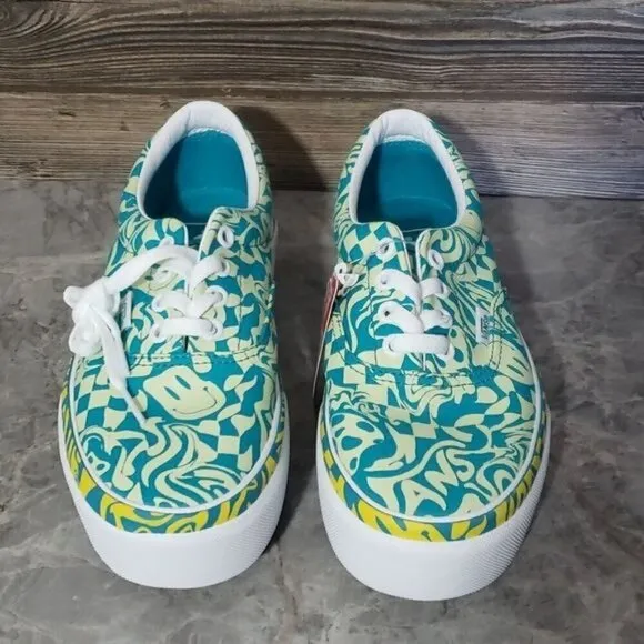New Vans Era Stacked Wavy Daze Tile Blue Green Platform Sneakers