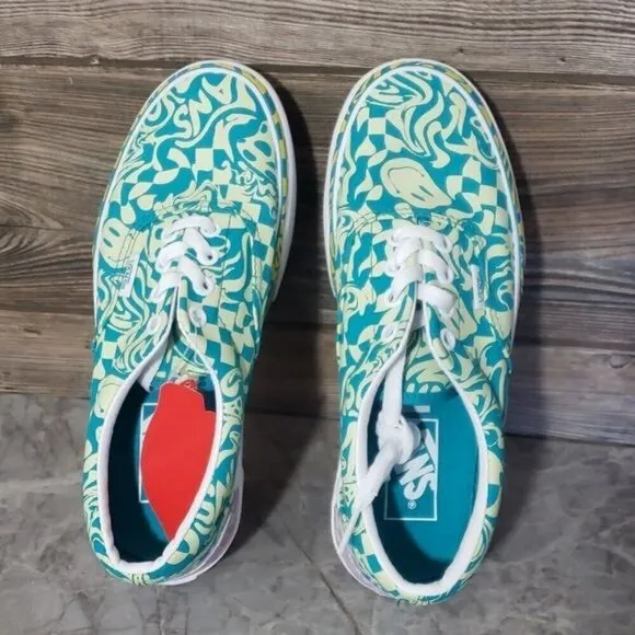New Vans Era Stacked Wavy Daze Tile Blue Green Platform Sneakers