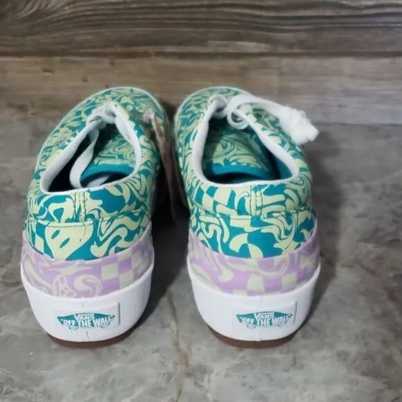 New Vans Era Stacked Wavy Daze Tile Blue Green Platform Sneakers