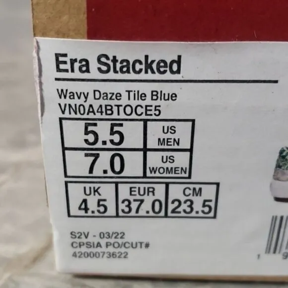 New Vans Era Stacked Wavy Daze Tile Blue Green Platform Sneakers