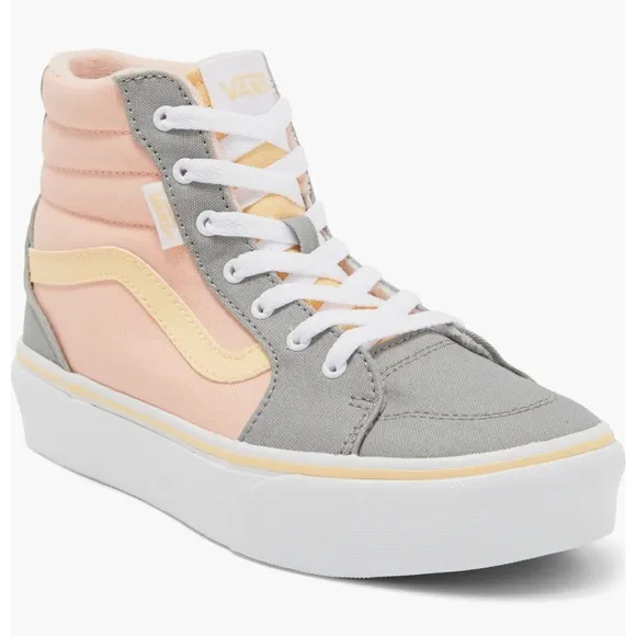 New Vans Filmore Platform High Top Sneakers, Size 1, Kids Youth, Tropical Peach