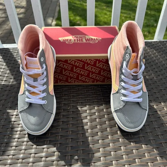 New Vans Filmore Platform High Top Sneakers, Size 1, Kids Youth, Tropical Peach
