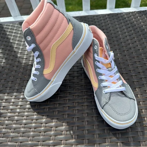 New Vans Filmore Platform High Top Sneakers, Size 1, Kids Youth, Tropical Peach