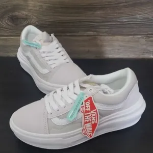 New Vans Old Skool Over Light Gray White Platform Sneakers
