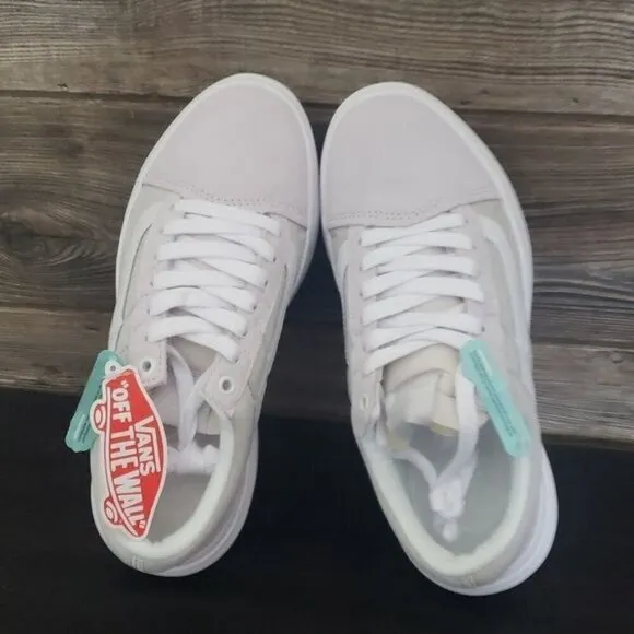New Vans Old Skool Over Light Gray White Platform Sneakers