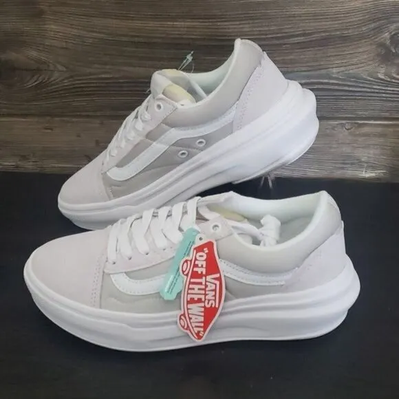 New Vans Old Skool Over Light Gray White Platform Sneakers