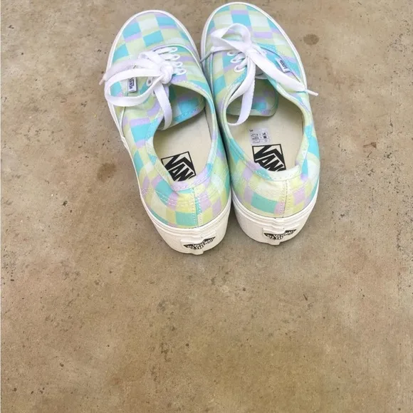 NEW Vans Platform Classic Sneakers Pastel Checker Square Purple Blue Green 7.5