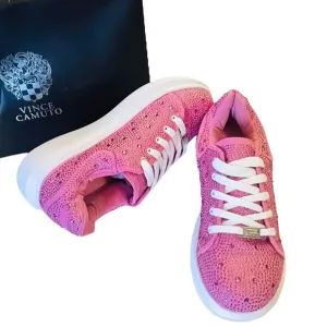 NEW Vince Camuto Studded PLATFORM SNEAKERS Girls 3 Pink Rhinestone Lace Up SHOES