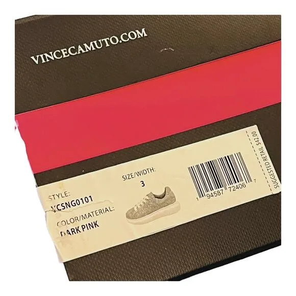 NEW Vince Camuto Studded PLATFORM SNEAKERS Girls 3 Pink Rhinestone Lace Up SHOES